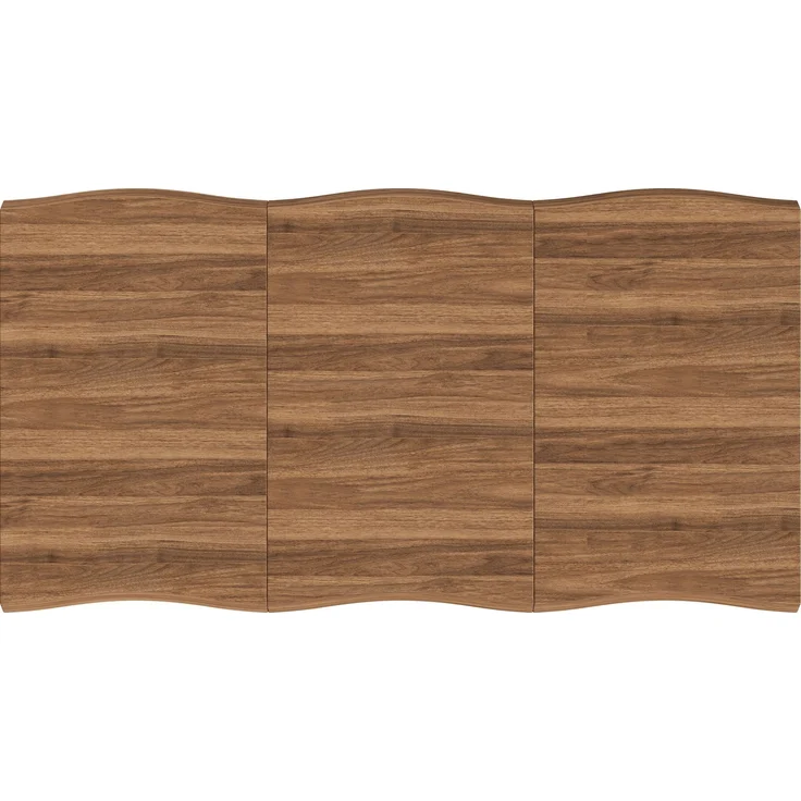 Merax Esstisch 160*78*75cm, geeignet für 4-6 Personen, Wellenförmiges Tischplattendesign, verdickte Tischplatte, X-förmige Eisenbeine, Walnussholzfarbe – Bild 8