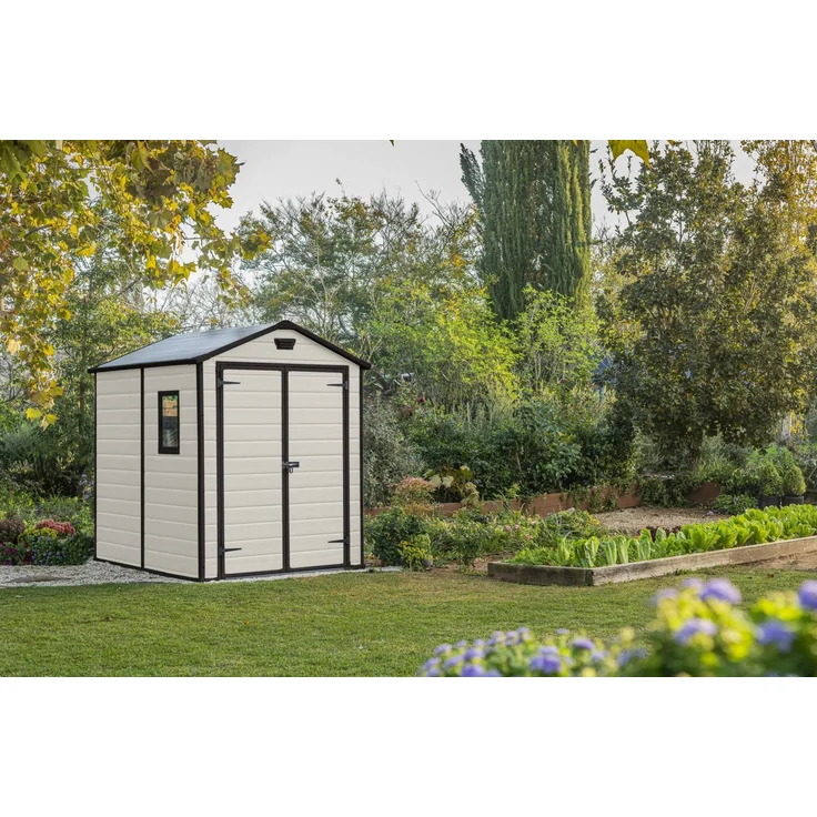 Dmora Gartenhaus Cranbrook, Gartenhütte, Gartenhaus, Werkzeugschuppen, 186x237 h227 cm, Beige – Bild 2