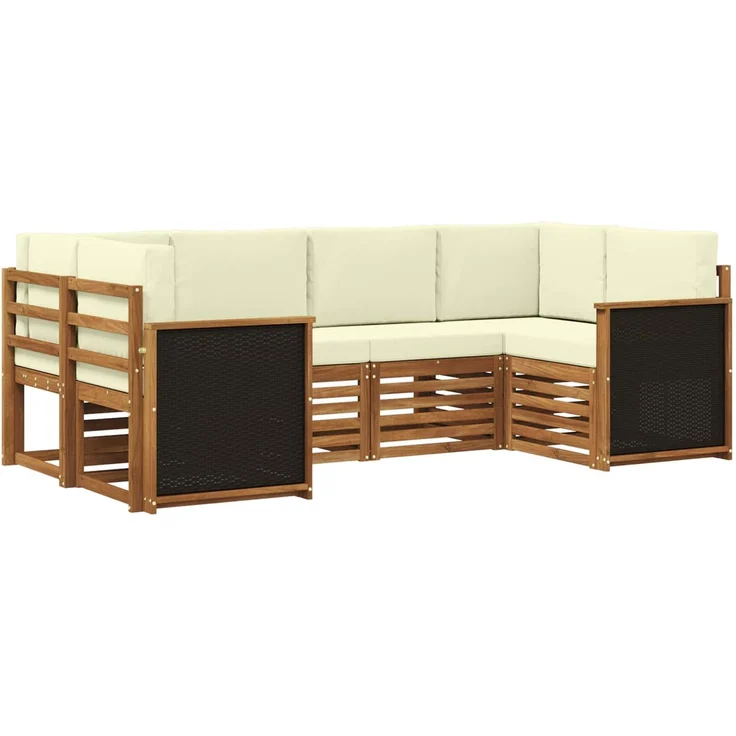 vidaXL Outdoor-Sofagarnitur 6 stk. 6-Sitzer Natur und Creme 3384761 – Bild 2