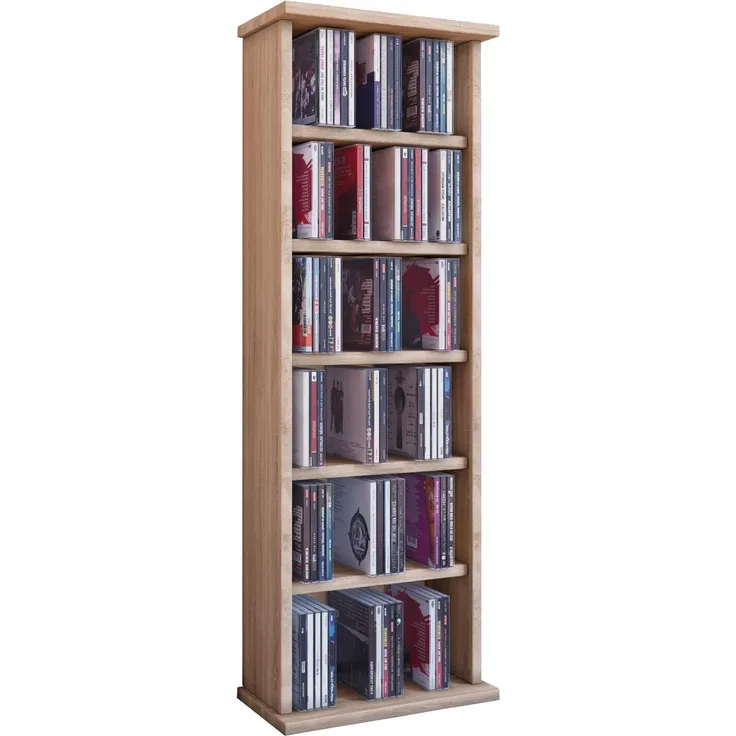VCM CD / DVD Media Regal Vostan 25248 Sonoma-Eiche (Sägerau) H. 92 x B. 31 x T. 18 cm