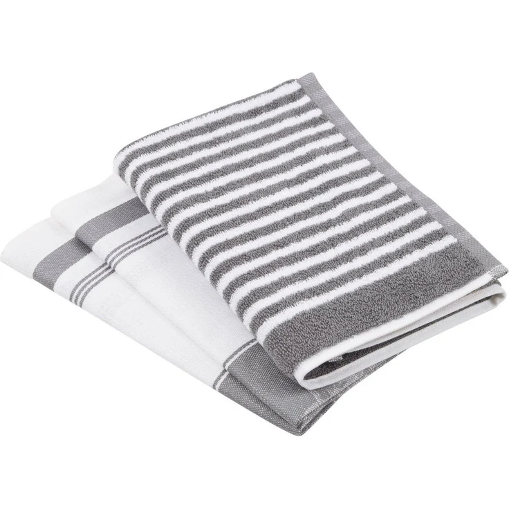 ROSS Geschirrtuch Exclusiv, (Set, 3-tlg), 1x Küchen-Frottiertuch (Streifen) und 2 Geschirrtücher (Gartenkräuter) – Bild 1