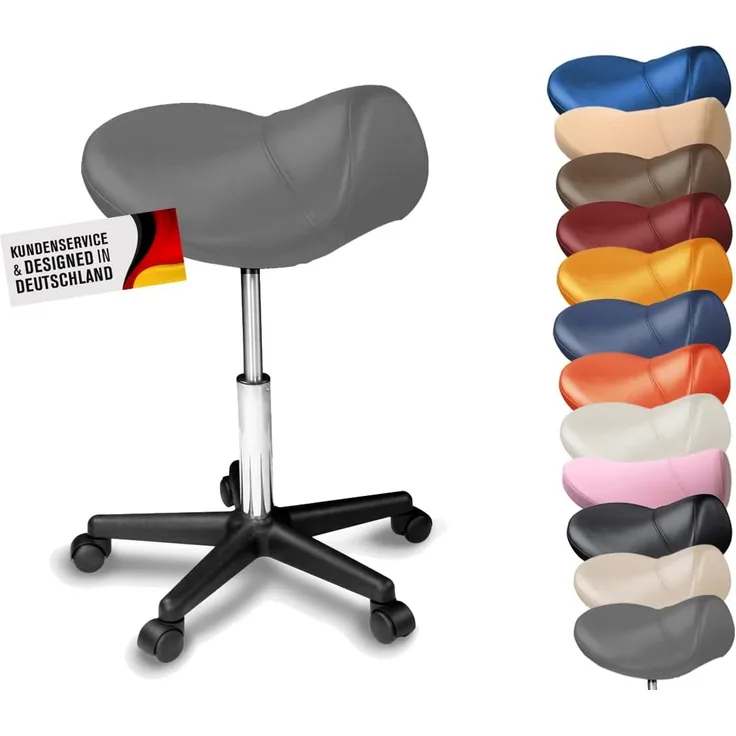 Duke-Handel Drehhocker Sattelhocker, Arbeitshocker, Rollhocker, Hocker, Sattelstuhl (1 St, in vielen Farben erhältlich), höhenverstellbar, ergonomisch, Rückenschonend