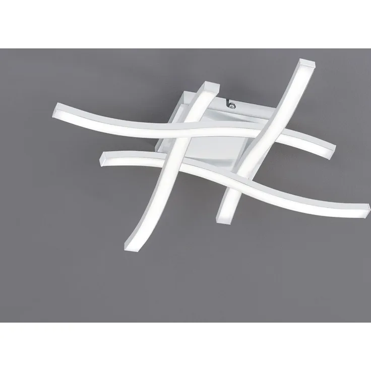 Flache LED Deckenleuchte ROUTE aus Metall Weiß, Breite 46cm