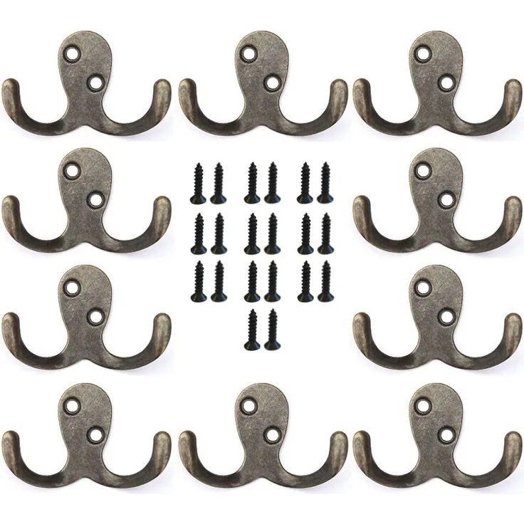 10x Wandhaken Kleiderhaken 4,2 cm aus Metall Messing Haken Garderobenhaken