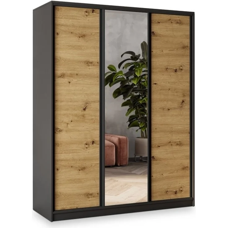 Masseno Schwebetürenschrank SORE Kleiderschrank mit Spiegel und Schubladen Schlafzimmerschrank – Bild 4