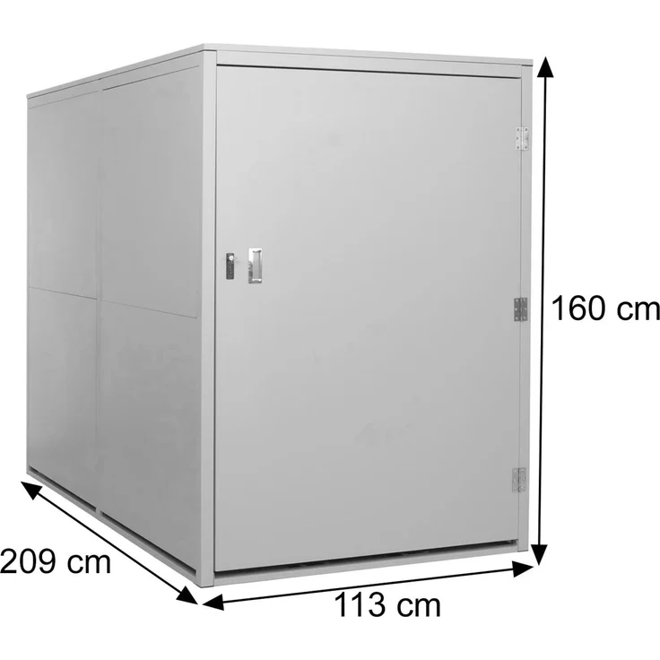 Mendler 'HWC-L56c' 2er-Fahrradgarage mit Ablage, abschließbar, Metall hellgrau, 160 x 113 x 209 cm – Bild 3