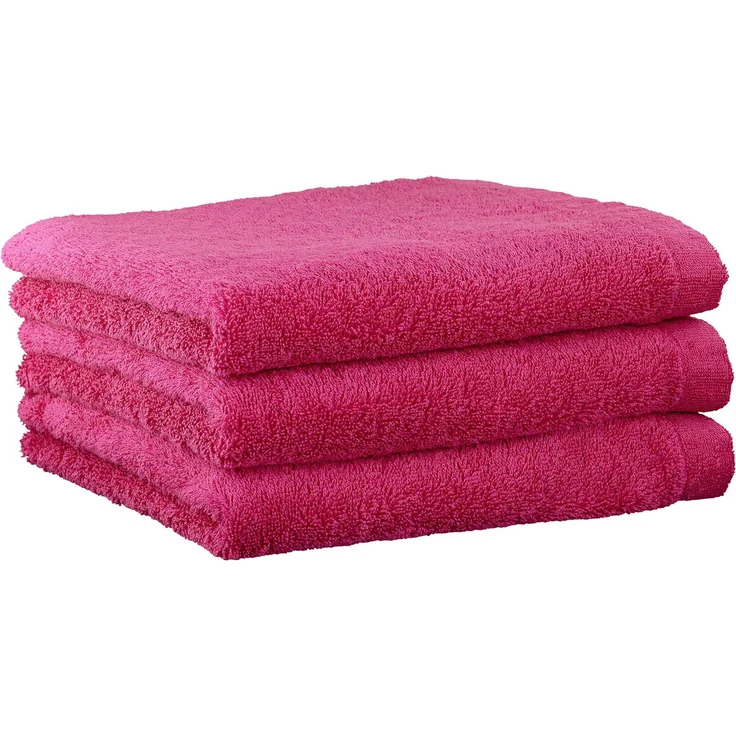 CAWÖ Handtuch, 3er Pack - Lifestyle, Walkfrottier, Baumwolle, einfarbig Pink 50x100cm – Bild 1