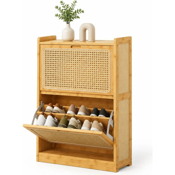 DESVIAE Garderobenschrank Natur aus Bambus – 69x83x29 cm – verstellbare Einlegeböden – Bild 4