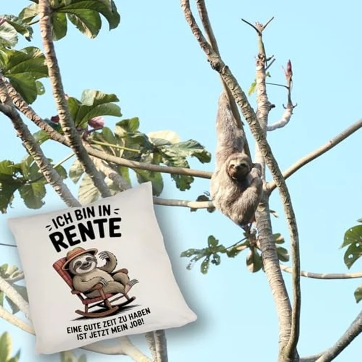 speecheese Dekokissen Faultier Ruhestand Kissen für Rentner – Bild 5