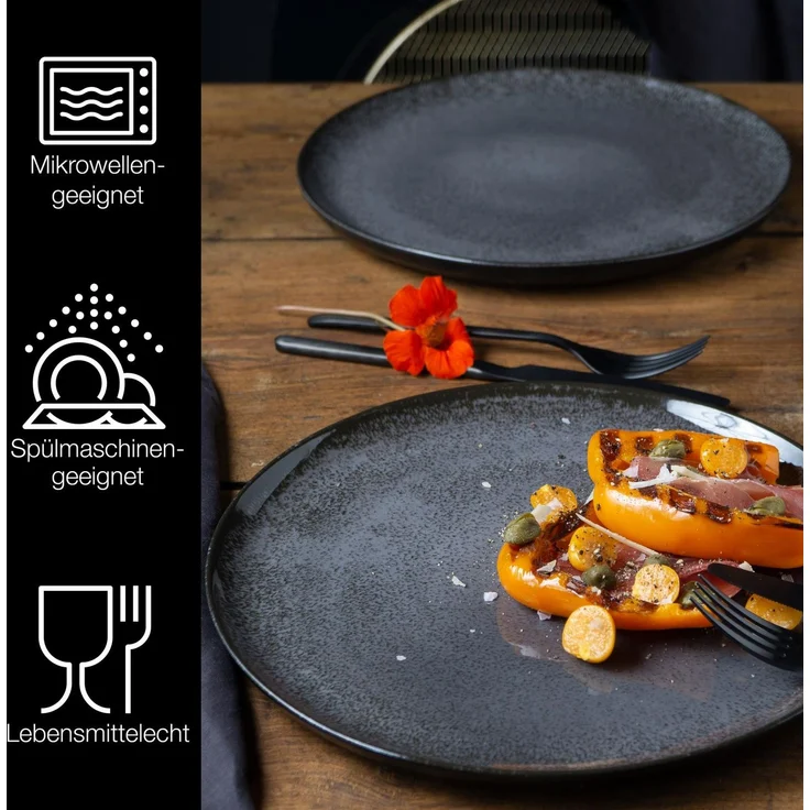 Moritz & Moritz VIDA 6tlg Dinnerteller Anthrazit – Bild 3