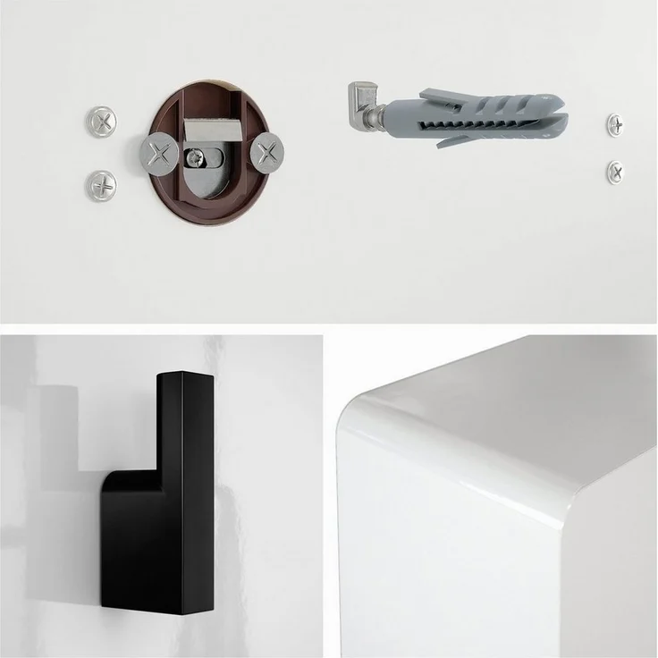 Vladon Garderobenpaneel Linea V1 (Wandgarderobe, mit 6 Kleiderhaken), Weiß Hochglanz (110,5 x 14,5 x 3,5 cm) – Bild 2