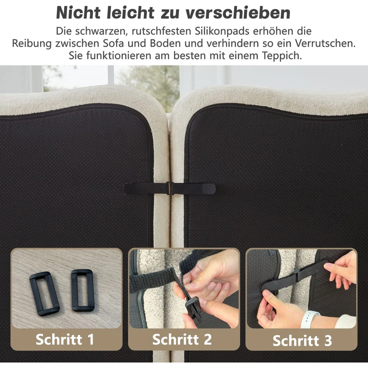 EINHOM 3-Sitzer U-förmiges Modulares Boneless Sofa mit 2 Ottomans, 32D Hochdichtschaum, Wellenform, tiefe Sitzfläche, bewegliches Armlehnenkissen, für Wohnzimmer, Beige – Bild 6