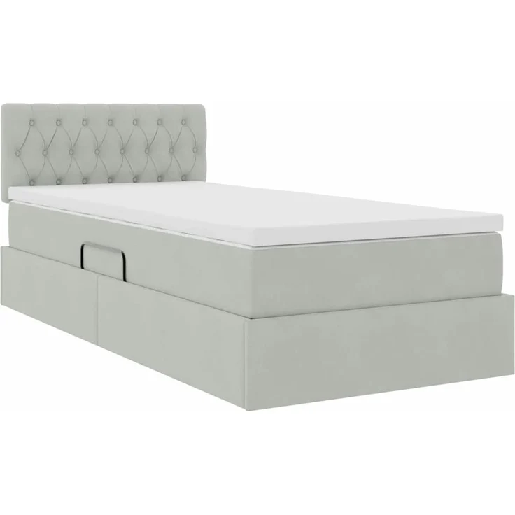 vidaXL Aufbewahrungsbett mit Kopfteil Hellgrau 90 x 200 cm Samt 3370791 – Bild 5