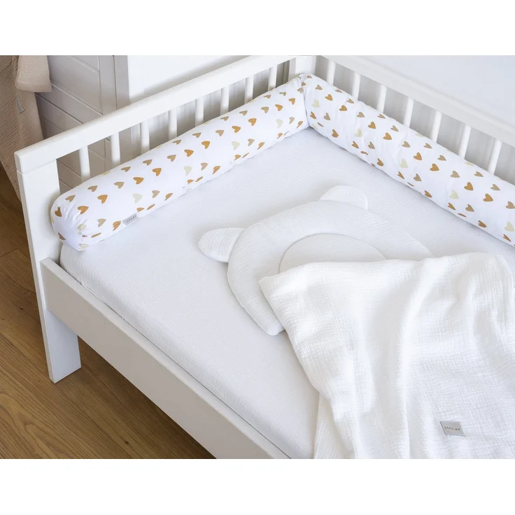 Loolay Nestchenschlange Herz BEIGE BRAUN Baumwolle Multifunktion Bettschlange Stoffschlange, (Bettumrandung Krabbeldecke Babybett Umrandung Schlange Bett Kopfschutz, Zierkissen Bettrolle Dekokissen Zugluftstopper - Super GESCHENK), LOOLAY® - 100% Europ... – Bild 2