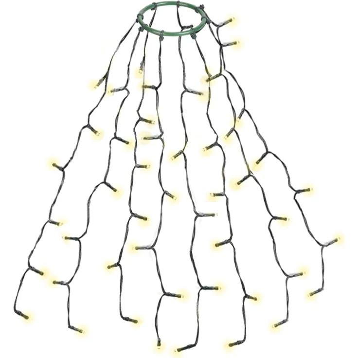 SALCAR 0,6m Christbaumbeleuchtung mit Ring und 8 Girlanden, 48er LED Überwurf Lichterkette Weihnachtsbaum Wasserdicht Weihnachtsbeleuchtung für 60cm, 90cm, 120cm, Tannenbaum - Warmweiß – Bild 1