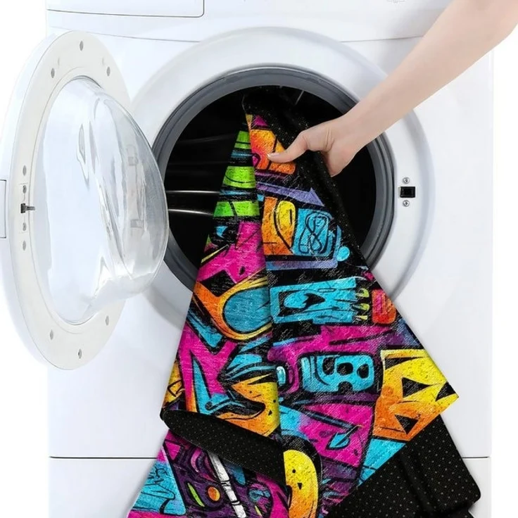 Bamyum Teppich Funny Teppich mit Chenille Druck, Waschbarer Antibakteriell Teppich, Einzelstück – Bild 4
