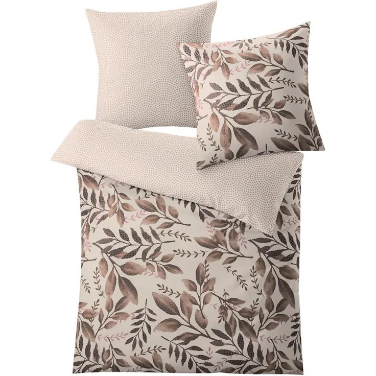 Kleine Wolke Wendebettwäsche Lian, Mako-Satin, 2 teilig, mit Blättern