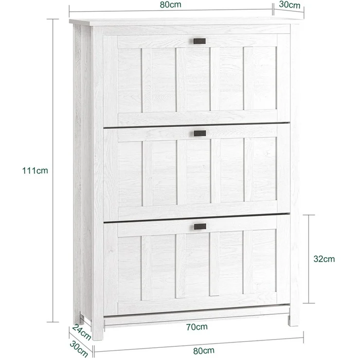 SoBuy FSR162-W Schuhschrank, MDF, Melamin, Weiß, 100 x 91 x 19 cm – Bild 3