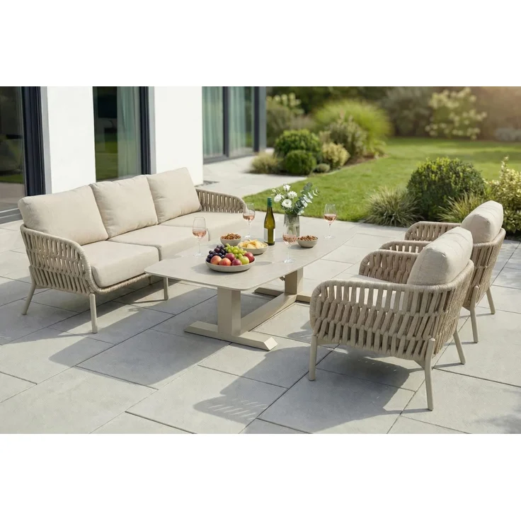 Gartentisch Malte Lifttisch Esstisch 180x90 cm Aluminium/sintered stone Taupe – Bild 5