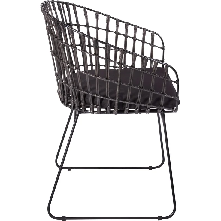 Esszimmerstuhl Armlehnenstuhl Rattan Farbe anthrazit inkl. Kissen LIMA 80547430 – Bild 3