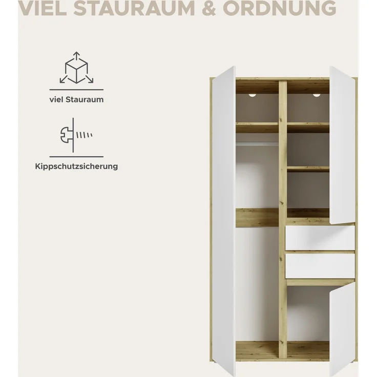 Falun Kleiderschrank 2-türig in weiß – Bild 8