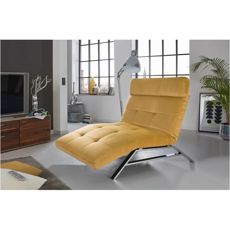 Relaxliege RIVIERA in Velvet Stoff gold motorisch verstellbar