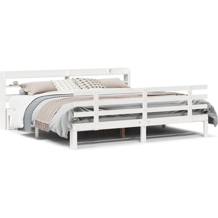 Doppelbett, Bettgestell Modernen mit Kopfteil ohne Matratze Weiß 180x200 cm d1038e – Bild 1