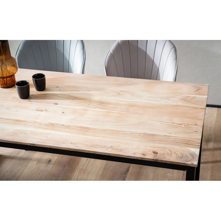 FineBuy Esszimmertisch Akazie Massivholz Metall Esstisch Loft-Style, Küchentisch mit Metallbeinen, Holztisch Industrial, Speisetisch Esszimmer Rechteckig – Bild 4