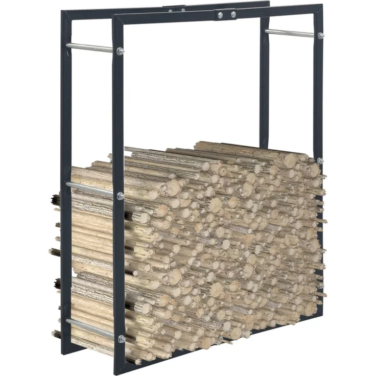 vidaXL Brennholzregal Schwarz 80×25×100 cm Stahl 286287 – Bild 1