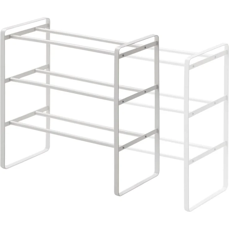 Yamazaki Schuhregal Tower Metall klein minimalistisch ausziehbar stapelbar 3 Ebenen, platzsparend, Schuhständer, Schuhablage, erweiterbar – Bild 1