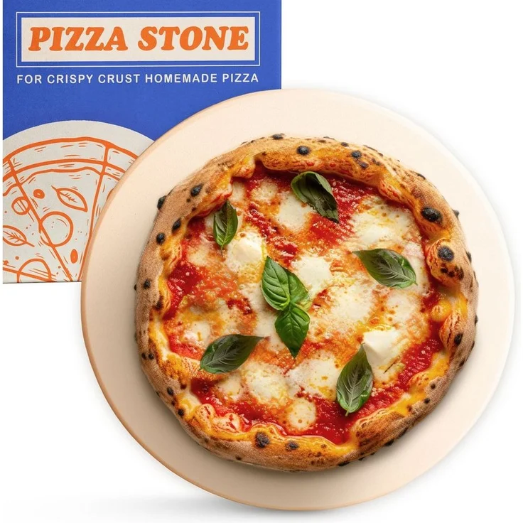 Praknu Pizzastein Pizzastein Rund 30 cm für Grill und Backofen - Für knusprigen Boden, Cordierit, (1-St), Für Knusprigen Boden - bis 900 °C - Wärme Speichernd – Bild 1