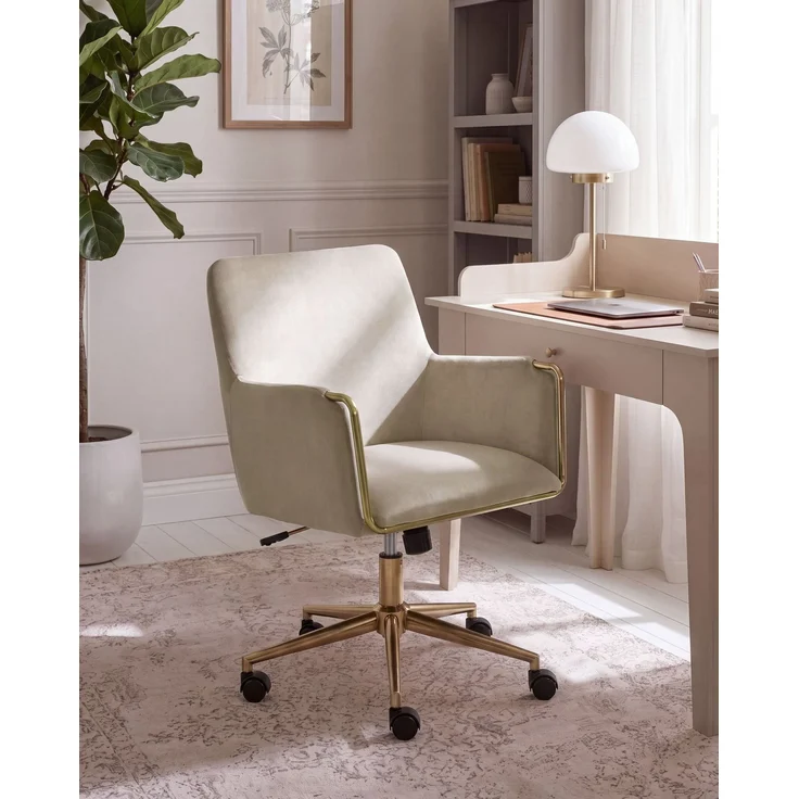 Schreibtischstuhl ALTONA Samtstoff Beige – Bild 3
