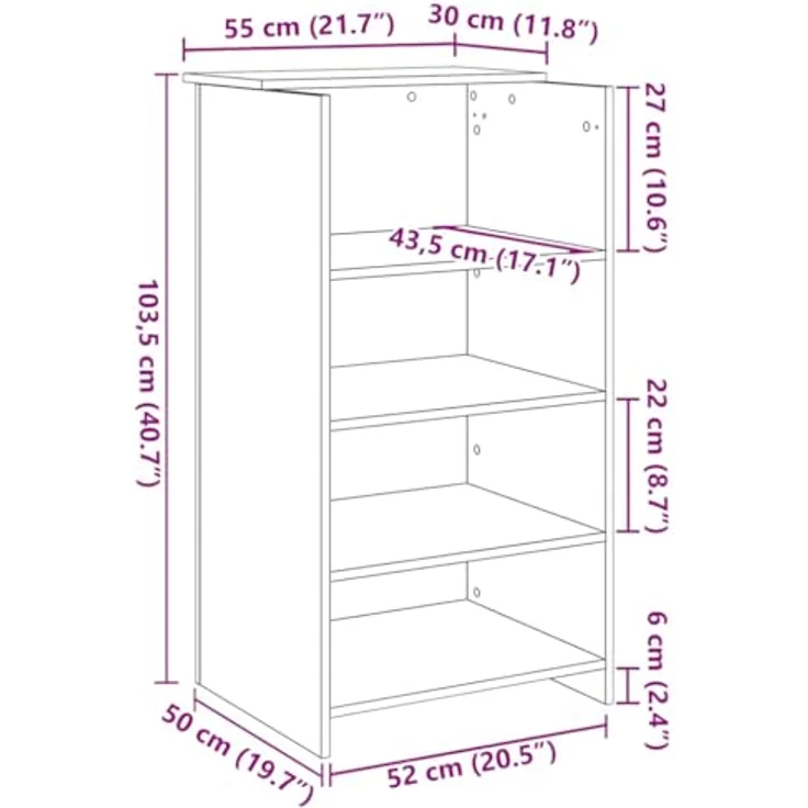 vidaXL Empfangstresen Sonoma-Eiche 55 x 50 x 103,5 cm Holzwerkstoff 859017 – Bild 4