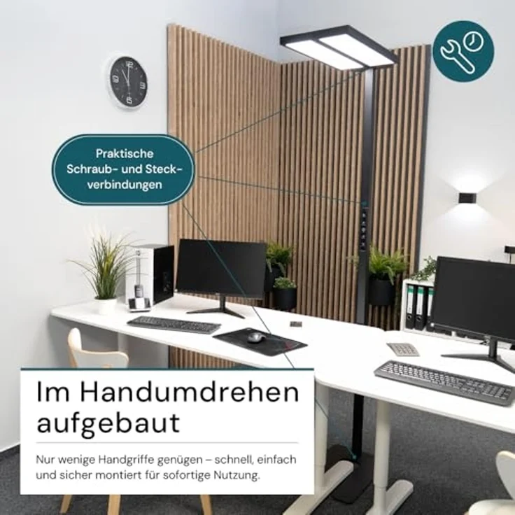 LUXULA LED-Büro-Stehleuchte, Up/Down, 120W, 4000K, EEK: F, 8500lm, IP20, dimmbar, schwarz – Bild 7
