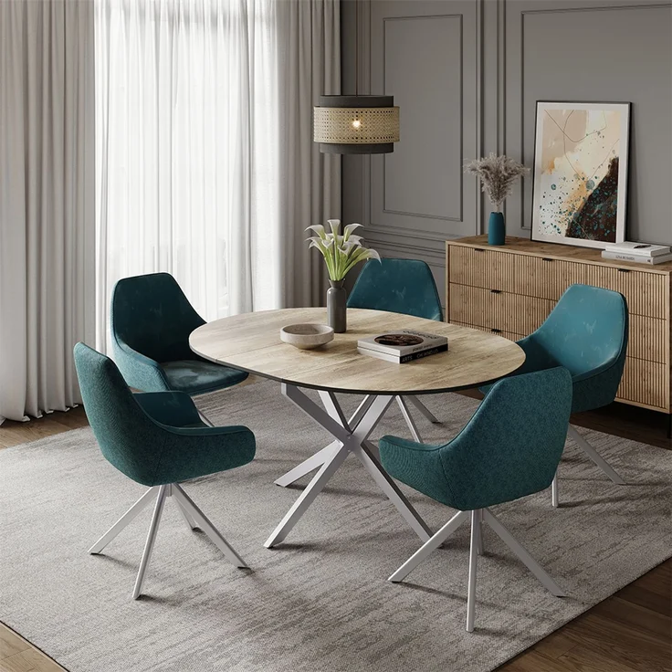 Esstisch Loyd Eiche rustikal/Grau 120 x 76.5 cm ausziehbar Vicco – Bild 3