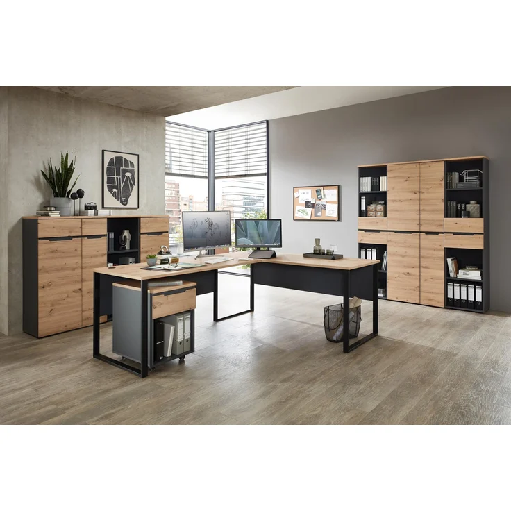 Komplettbüro MEMPHIS IV 8-teilig Front Artisan Eiche Korpus Graphit – Bild 1