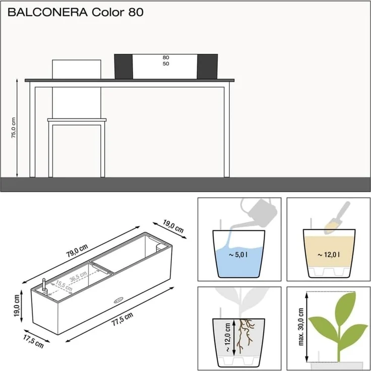 Lechuza Pflanzkasten Balconera Color 80 cm Kunststoff weiß – Bild 6