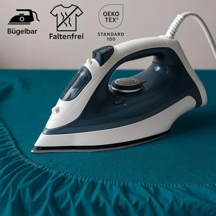 EXKLUSIV HEIMTEXTIL Jersey Spannbettlaken Premium 140 x 200 cm Petrol 100% Baumwolle Öko - Tex Zertifiziert Bed-Sheet Bettlaken Spannbetttuch Topper Leinentuch – Bild 6