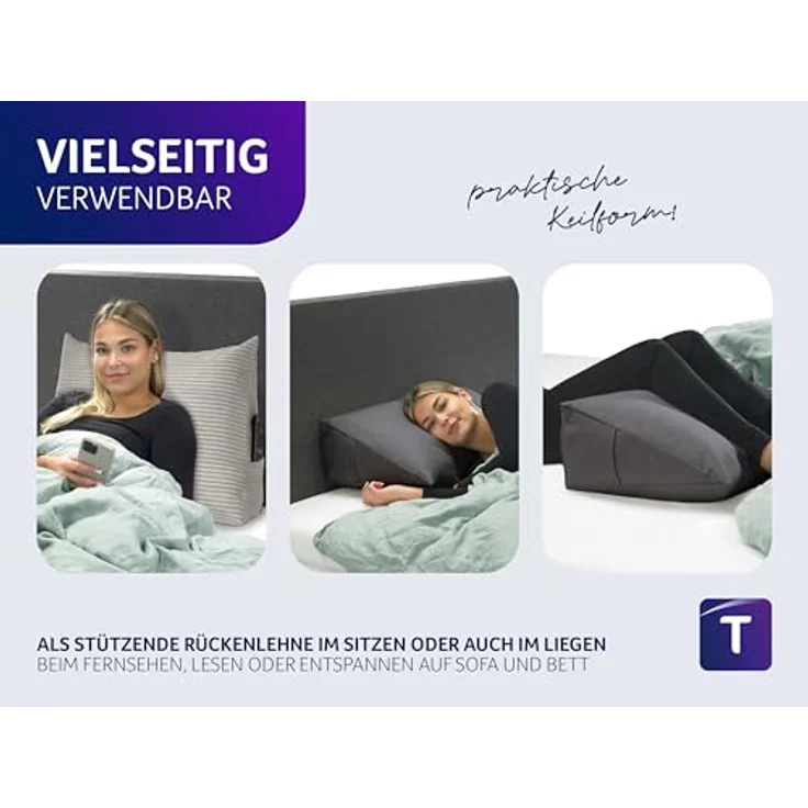 Traumnacht Cozy Rückenkissen, Lesekissen, 70x40 cm hellgrau, abnehmbarer,waschbarer Bezug aus gemütlichem Kord, praktisches Seitenfach, Öko-Tex zertifiziert, produziert nach deutschem Qualitätsstandard – Bild 6