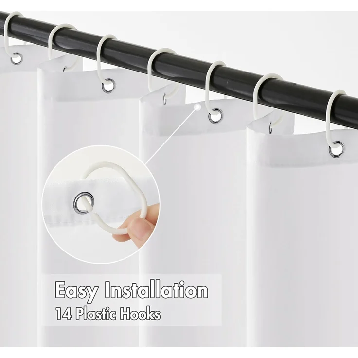 Duschvorhang 200x240cm Weiß Wasserdicht Badvorhang Anti-schimmel Textil Waschbar – Bild 3