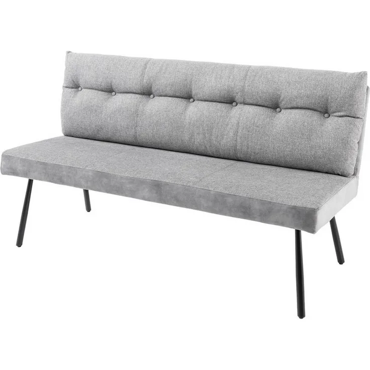 riess-ambiente Sitzbank BIG GEORGE 160cm grau / schwarz (Einzelartikel, 1-St), Samt · Strukturstoff · mit Lehne · Metall· Federkern · Modern Design