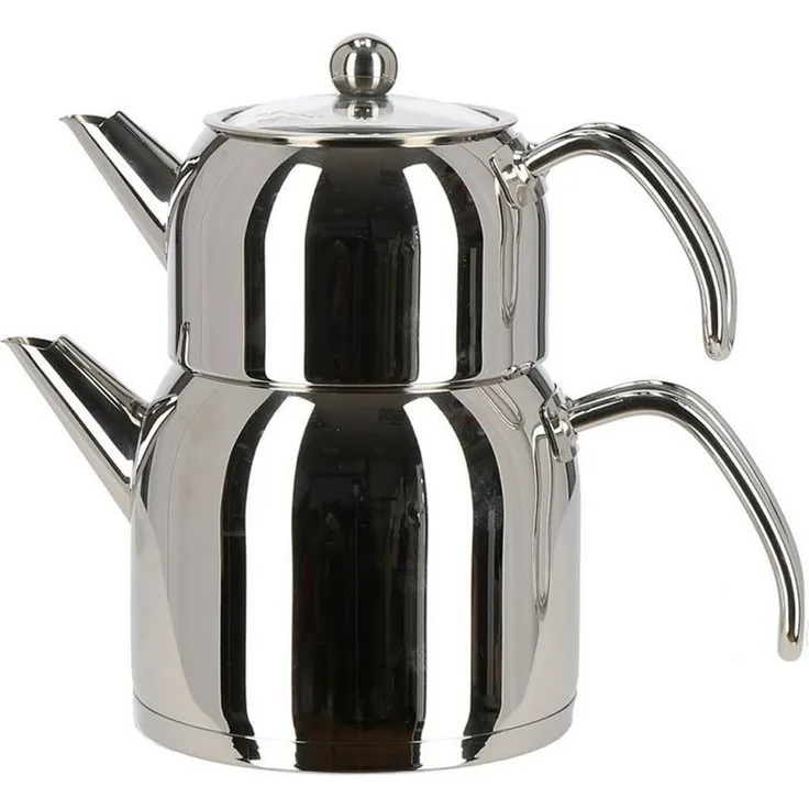 Almina Teekanne Wasser/Tee-Kessel Wasserkessel 2L, Teekessel 1L Griff Silber