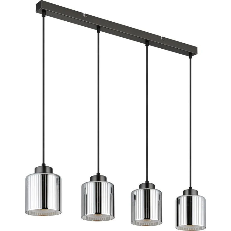 Hängeleuchte, schwarz-chrom, Glas, verchromt, H 120 cm – Bild 3