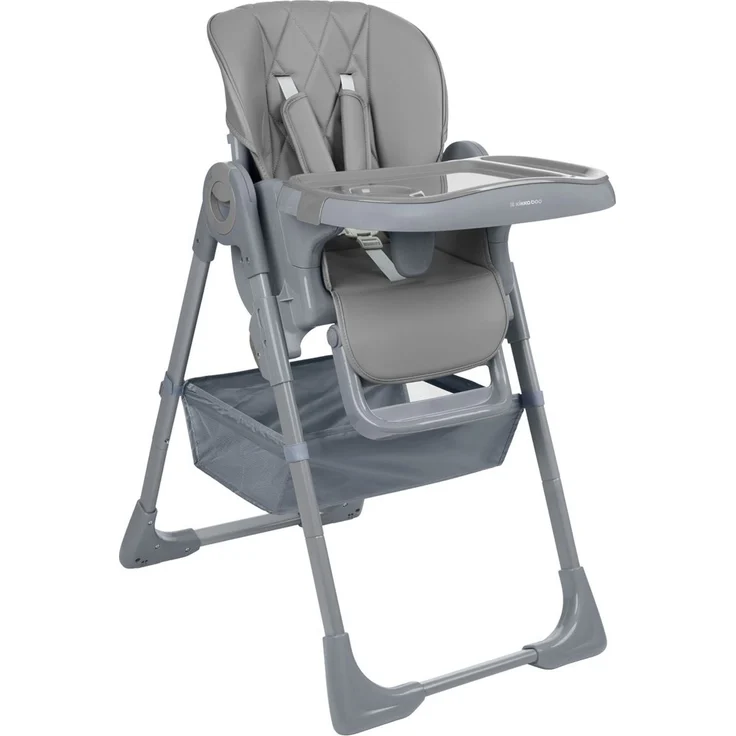Kikkaboo Kinderhochstuhl Comfy höhenverstellbar, Gurt, Doppeltablett, klappbar hellgrau – Bild 1