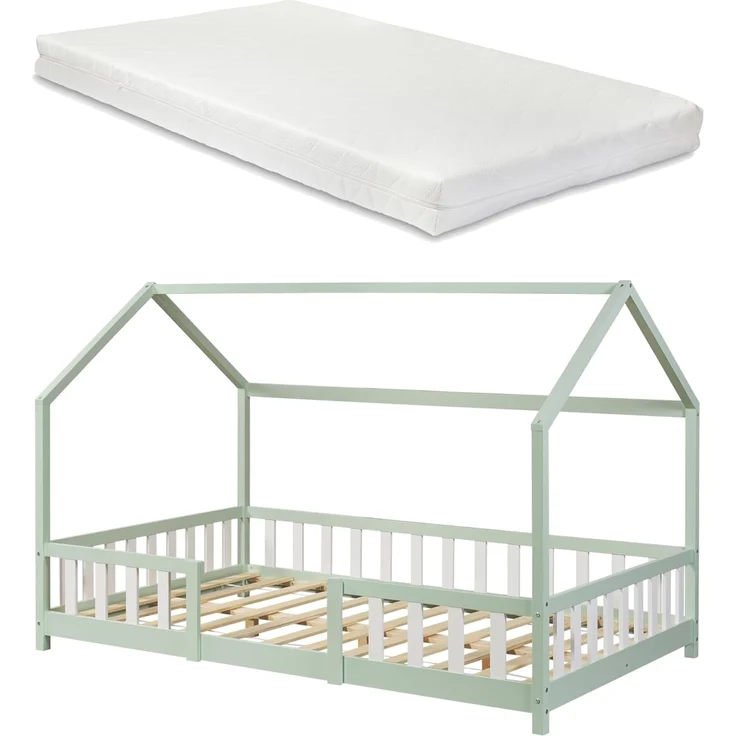 Kinderbett Sisimiut mit Matratze 120x200 cm Mintgrün / Weiß [en. casa] – Bild 4
