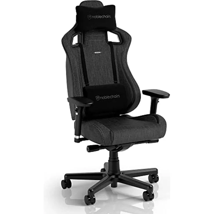 noblechairs Epic Compact TX Gaming Stuhl, Bürostuhl, Schreibtischstuhl, Kopf- und Lendenstütze, Atmungsaktives Textilgewebe, Entwickelt für Nutzer bis 120 kg und 1,7 Meter Hoch, Anthrazit