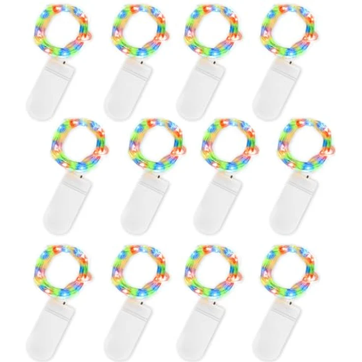Jsdoin LED Mini Lichterkette mit Batterie, 12x20er Micro Lichterkette außen Batterie, 2M DIY kleine Lichterketten Wasserdicht für Party Hochzeit Weihnachten Beleuchtung Deko (Mehrfarbig) – Bild 1