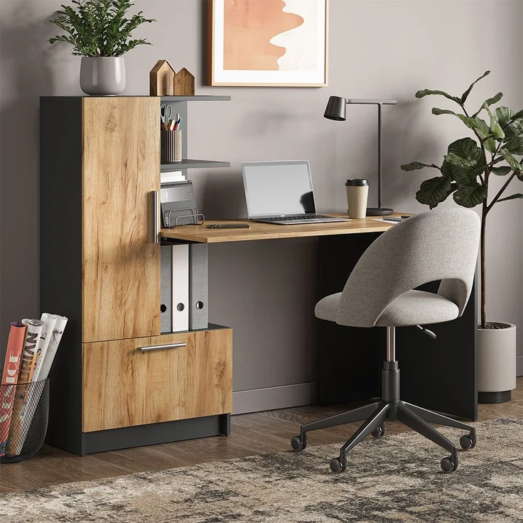 Schreibtisch Tomy Anthrazit/Goldkraft Eiche 150 x 59 cm Vicco – Bild 3