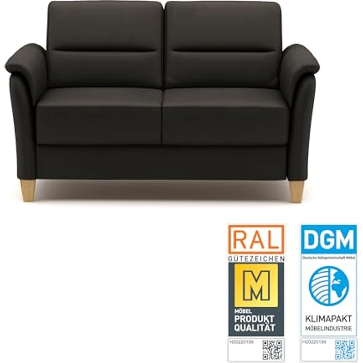 CAVADORE Leder 2er-Sofa Palera / Landhaus-Couch mit Federkern + massiven Holzfüßen / 149 x 89 x 89 / Leder Dunkelbraun – Bild 4
