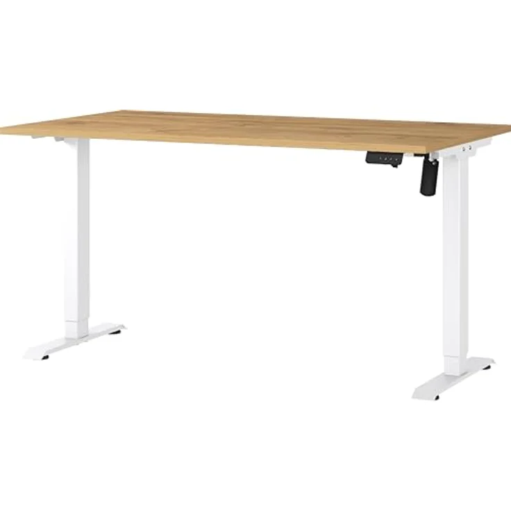 Germania Schreibtisch 8023-552, in Grandson-Eiche-Nb./Weiß, elektr. höhenverstellbar, 140 x 119 x 80 cm (BxHxT) – Bild 2